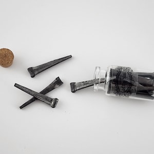 Period Coffin Nails Hand Forged Set of 10 Historic Square Nails Glass Bottle Protection Magic Witch Needle Banishing Solid Steel Coffin Nail