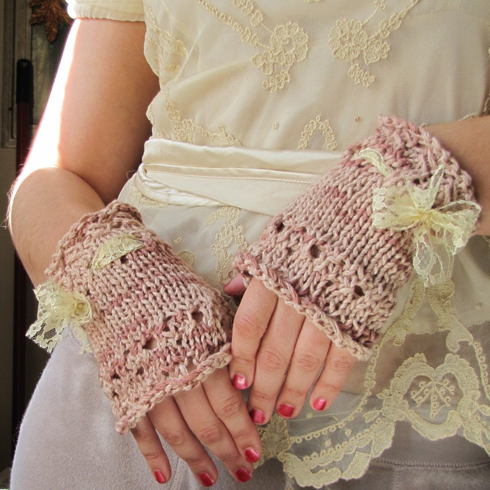 Pink Tea Gloves Etsy