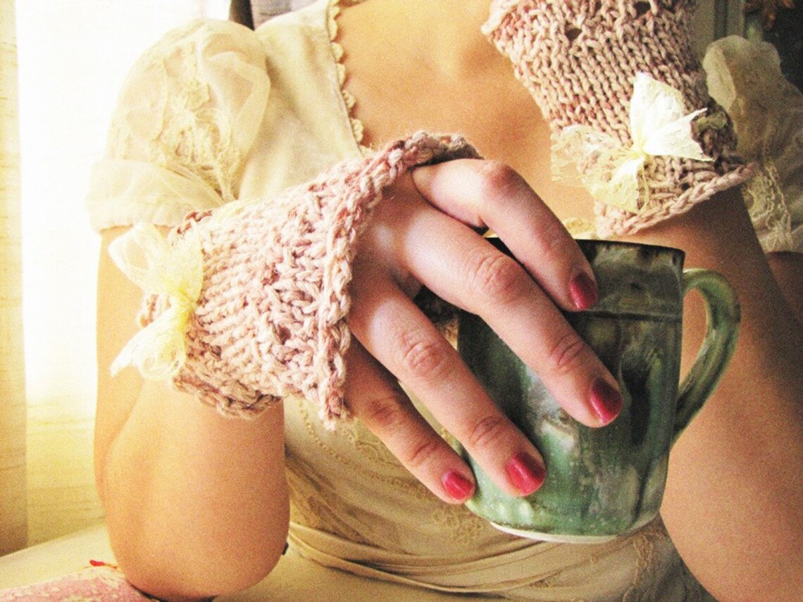 Pink Tea Gloves Etsy