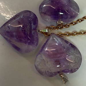 Natural Crystal Heart Pendant- Healing Gemstone Necklace | Amethyst, Golden Healer, Clear Quartz Healing Jewelry | Spiritual Gift