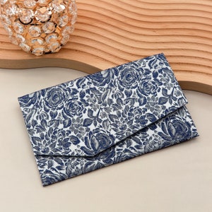 Bolsa magnética japonesa tons de rosa azul bolsa feita à mão carteira elegante e porta-cartões bolsas de tecido, feito no Japão