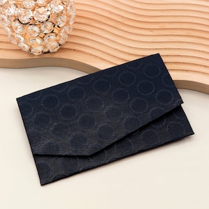 Japanischer Magnetbeutel Polka Dot Marinetöne Handgefertigter Beutel Elegante Brieftasche & Kartenetui Stoffbeutel, Made In Japan