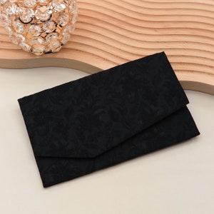 Japanischer Magnetbeutel Damast Schwarztöne Handgefertigter Beutel Elegante Brieftasche & Kartenetui Stoffbeutel, Made In Japan