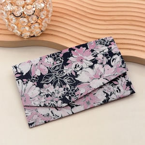 Japanischer Magnetbeutel Floral Pink-Töne Handgefertigter Beutel Elegante Brieftasche & Kartenetui Stoffbeutel, Made In Japan