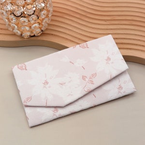 Japanischer Magnetbeutel Floral Pink-Töne Handgefertigter Beutel Elegante Brieftasche & Kartenetui Stoffbeutel, Made In Japan