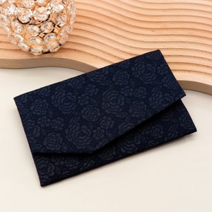 Japanischer Magnetbeutel Rose Marinetöne Handgemachter Beutel Elegante Brieftasche & Kartenetui Stoffbeutel, Made In Japan