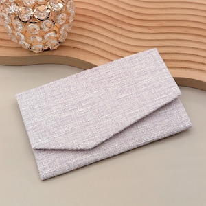 Japanischer Magnetbeutel Tweed Lila-Töne Handgefertigter Beutel Elegante Brieftasche & Kartenetui Stoffbeutel, Made In Japan