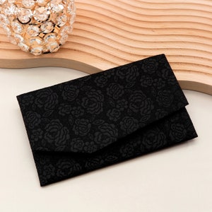 Japanischer Magnetbeutel Rose Schwarztöne Handgefertigter Beutel Elegante Brieftasche & Kartenetui Stoffbeutel, Made In Japan