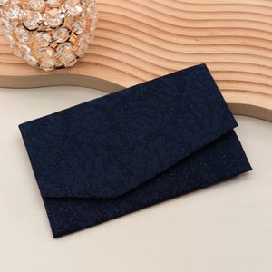 Japanischer Magnetbeutel Peony Marinetöne Handgefertigter Beutel Elegante Brieftasche & Kartenetui Stoffbeutel, Made In Japan
