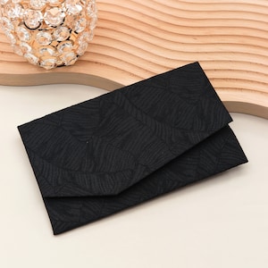 Japanischer Magnetbeutel Blatt Schwarztöne Handgefertigter Beutel Elegante Brieftasche & Kartenetui Stoffbeutel, Made In Japan
