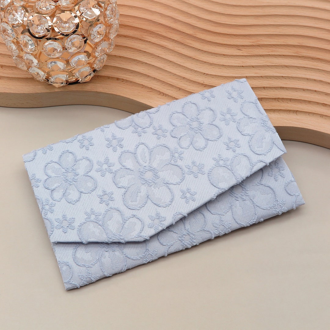 Japanese Pouch Design Japanese Magnetic Pouch Sakura Blue Tones Handmade Pouch Elegant Wallet ...