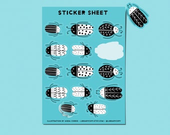 Bugs Sticker Sheet Insect Illustration Stickers