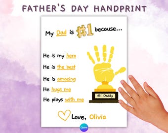 Father's Day Handprint Art, Gift for Dad (Printable)