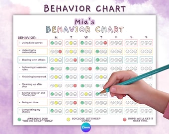 Editable Kids Behavior Chart: Classroom & Home Routine Tracker (Printable Canva Template)