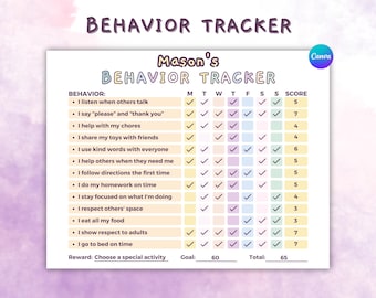 Editable Behavior Tracker for Kids: Reward Chart (Digital Download)