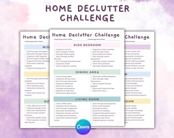 Home Declutter Challenge Planer: Bearbeitbare Checkliste (Digitaler Download)