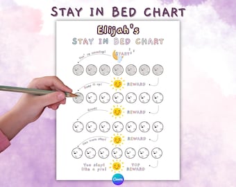 Stay In Bed Chart: Kids Sleep Tracker, Bedtime Routine (Digital Download, Canva Template)