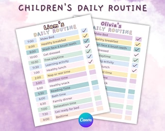 Editable Children's Daily Routine Chart: Kids Schedule (Digital Download)