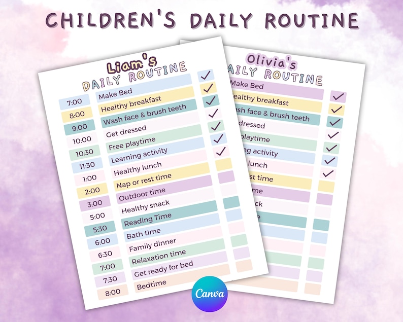 Editable Children's Daily Routine Chart: Kids Schedule (digital ...