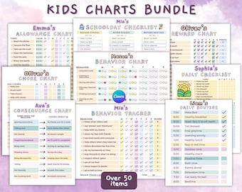 Kids Charts Bundle: Editable Chore & Behavior Charts (Digital Download)