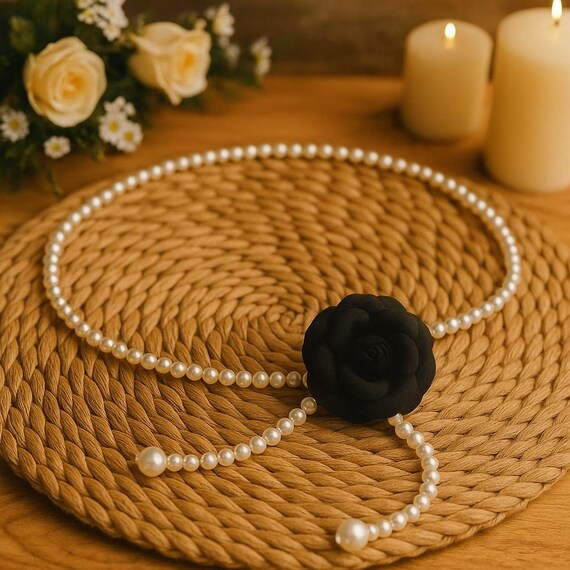 Beaded Womens belt or necklace- versatile. Elegant Pearl Camellia Belt Necklace – Versatile Beaded  main image 2