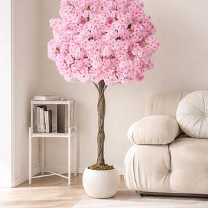 Realistic Artificial Cherry Blossom Tree in Pink Bloom with Pot – Indoor & Outdoor Home and Office Décor