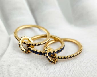 14K Gold Multi-Link Ring: Interlocking Eternity Band