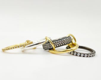 14KGF Diamond Stacking Ring, Interlocking Band, Eternity Ring