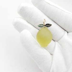 14K Gold Yellow Quartz Lemon Pendant - Handmade Carved Gemstone Charm