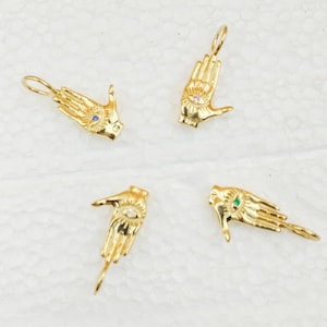 14K guld Hamsa handhänge, onda ögat berlock