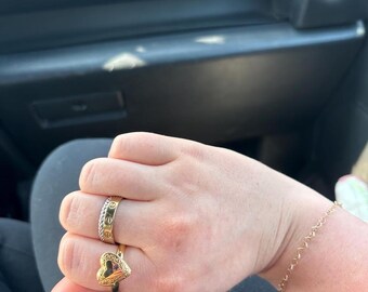 14K Gold Heart Locket Ring, Tiny Vintage Memorial Ring