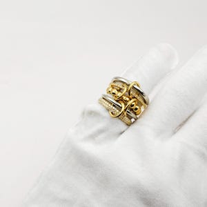 14K Gold Multi Connector Band Ring Diamond Band Ring Gold Linked Ring Set Statement Ring Eternity Ring Stack Ring Five Stack Spinelli Ring