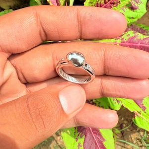 925Sterling Silver Bump Ring Handmade Ring Cute Spoon Ring Wedding Ring Sphere Ring with Decorative Element Flip Ring Band Ring Unique Ring