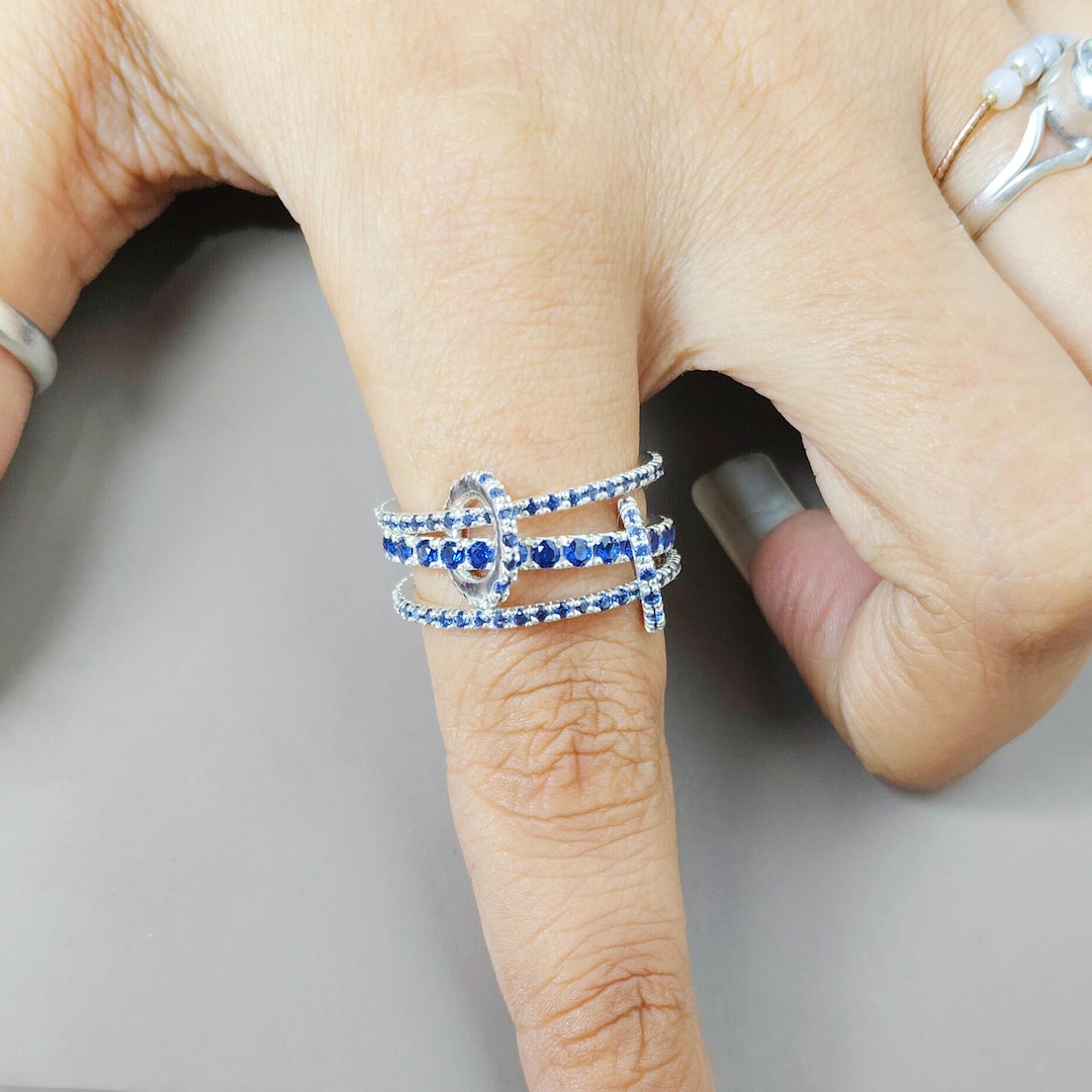 14KGF Gemstone Multi Connected Ring Eternity Statement Ring ...