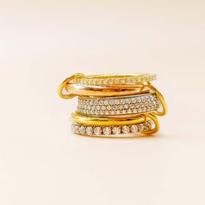 14K Gold Multi Link Connected Ring 5 Band Ring Two Tone Link Connected Ring interlocking Ring Wedding Ring Eternity Ring Stacking Ring