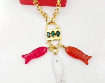 14 kt vergulde hangslothanger, smaragdgroene edelsteenbedel