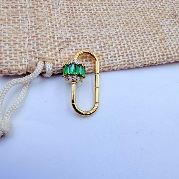 Baguette Gemstone Carabiner Lock Charm Holder (25 MM)