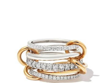Bague en or 18 carats avec diamants cultivés en laboratoire, multi-liens, anneau tendance