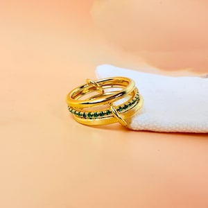 925 Sterling Silver Two Tone Multi Band Ring Interlocking Eternity Band 3 Band Ring Gemstone Link Ring Stackable Ring Dainty Unique Ring