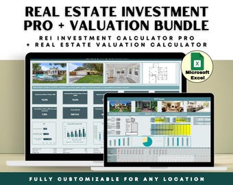 Real Estate Investment Calculator Bundle: Excel NPV & Return Analysis (Digital Download)