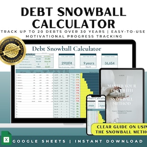 Hoja de cálculo de Google "Debt Snowball" / Rastreador de pago de deudas / Planificador de presupuesto / Plantilla financiera digital / Fácil de usar