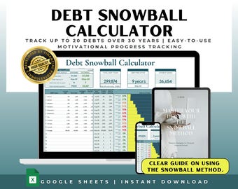 Debt Snowball Calculator: Google Sheets Template (Digital Download)