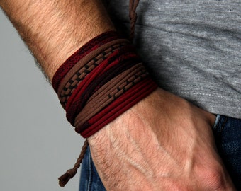Handmade Bohemian Style Wrap Bracelet - Personalized Mens Bracelet - Burning Men Festival Jewelry Boyfriend Gift - Necklush