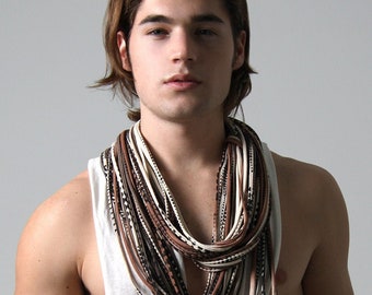 Brown Scarf / Mens Scarf / Burning Men Clothing Man / Personalized Gift / Mens Bohemian Infinity Scarf / Mens Necklace / Necklush