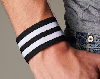 Retro Elastic Wristband: 90s Style Rave Bracelet, Handmade