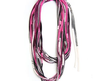 Handmade Pink Dot Print Fabric Necklace Scarf by Necklush