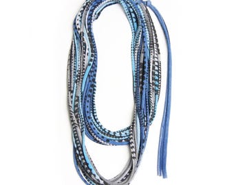 Personalized Blue Cotton Necklace Scarf: Burning Men Style