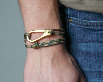 Personalized Paracord Bracelet Camo Green / Mens Jewelry / Wrap Bracelet / Rope Bracelet / Mens Accessories / One Size Fits All / Necklush