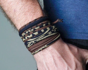 Unisex Tribal Jewelry Wrap Bracelet with Antiqued Brass Accents - Perfect Gift for the Free Spirit