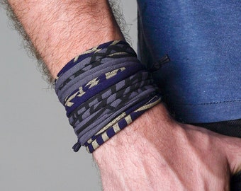 Unisex Hand-Printed Bohemian Wrap Bracelet - Personalized Mens Bracelet - Burning Men Festival Jewelry Boyfriend Gift - Necklush